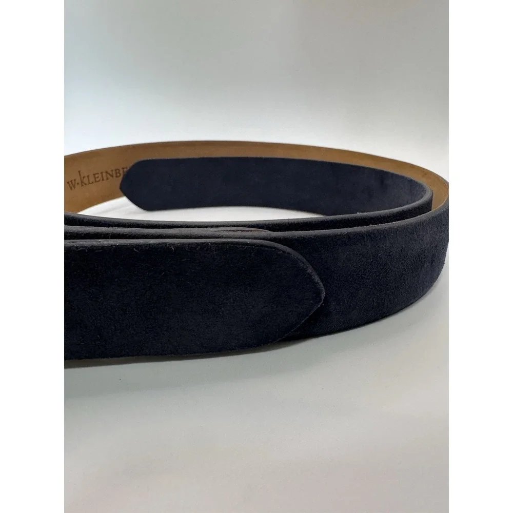 W‎ Kleinberg Navy Blue Suede Custom Leather Belt Belt Sz 34 NWOT Loop Buckle Lux